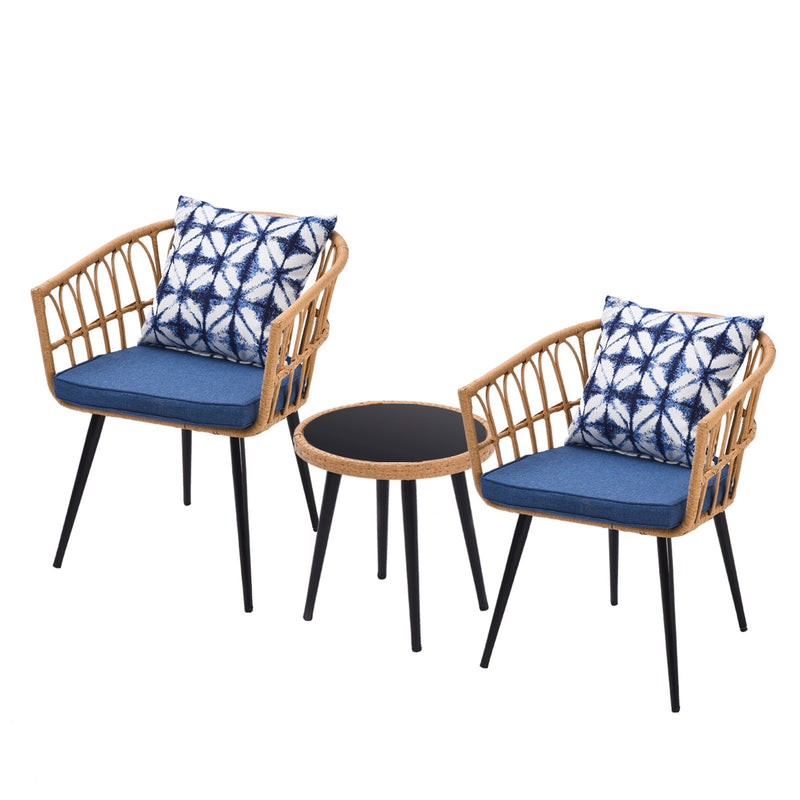 Walker Edison | 3 Piece Patio Bistro Chair Chat Set