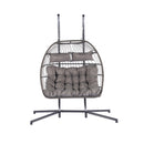 2 Person Outdoor Rattan Hanging Chair Patio Wicker Egg Chair