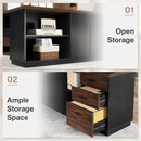 L-Shaped Executive Desk With File Cabinet & Drawers, Large Home Office Computer Workstation by HouseOfZazla