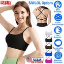 Cross Back Padded Sports Bra with Removable Pads by LJGDeals