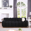 87.4 length, 35.83" deepth, human body structure for USA people, marshmallow sofa,boucle sofa, 3 seater, black BOUCLE