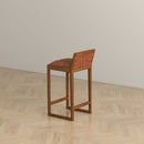 Gavin Mid-Century Modern 25'' Solid Wood Genuine Leather Counter Stool
