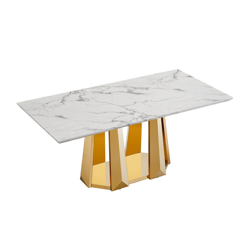 70'' Faux Marble Dining Table for 6 People, photo 5 of 10