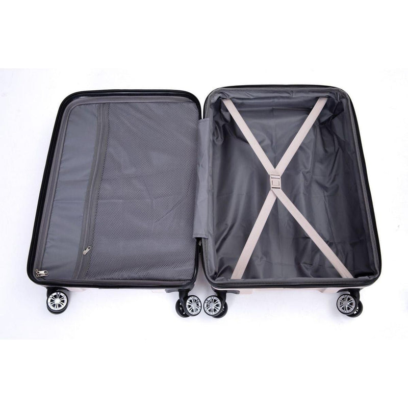 3 Piece Luggage Sets PC Lightweight & Durable Expandable Suitcase with Two Hooks, Double Spinner Wheels, TSA Lock, (21/25/29) Sand