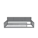 Twin Long Floor Bed With Storage Cabinets And USB Ports - Gray by HouseOfZazla