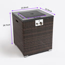Propane Gas Square Fire Pit, Tile Tabletop With Beautiful Wicker Base For Outside by HouseOfZazla