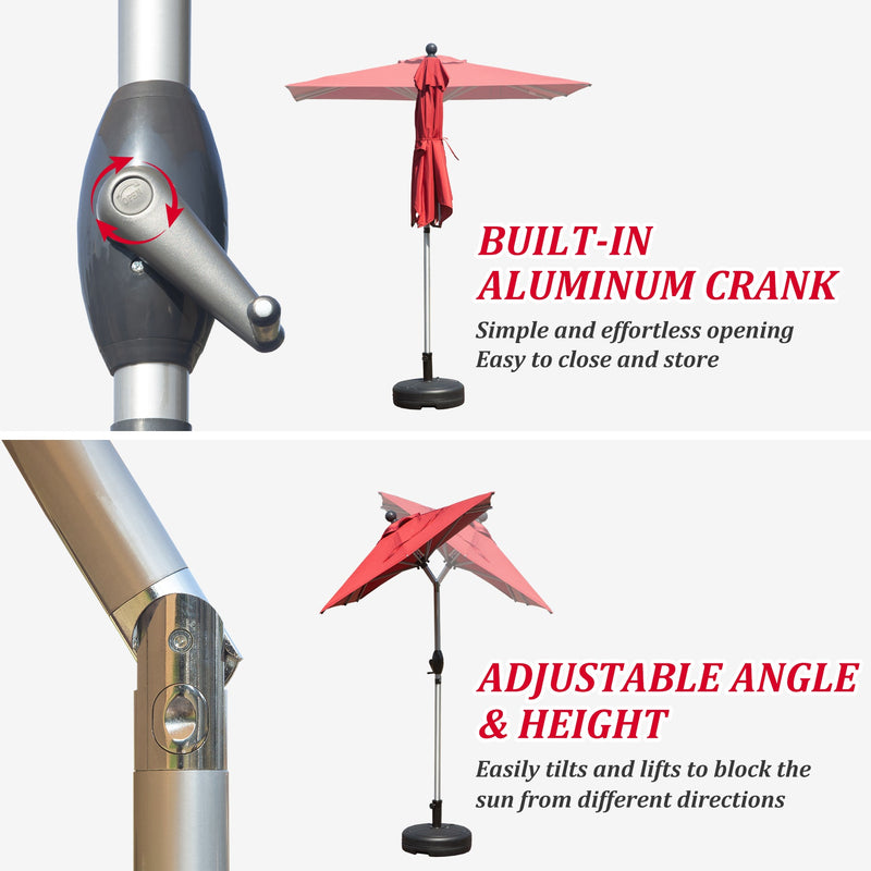Rectangle Patio Umbrella with Crank Lift and Tilt Function, Brick, photo 3 of 6