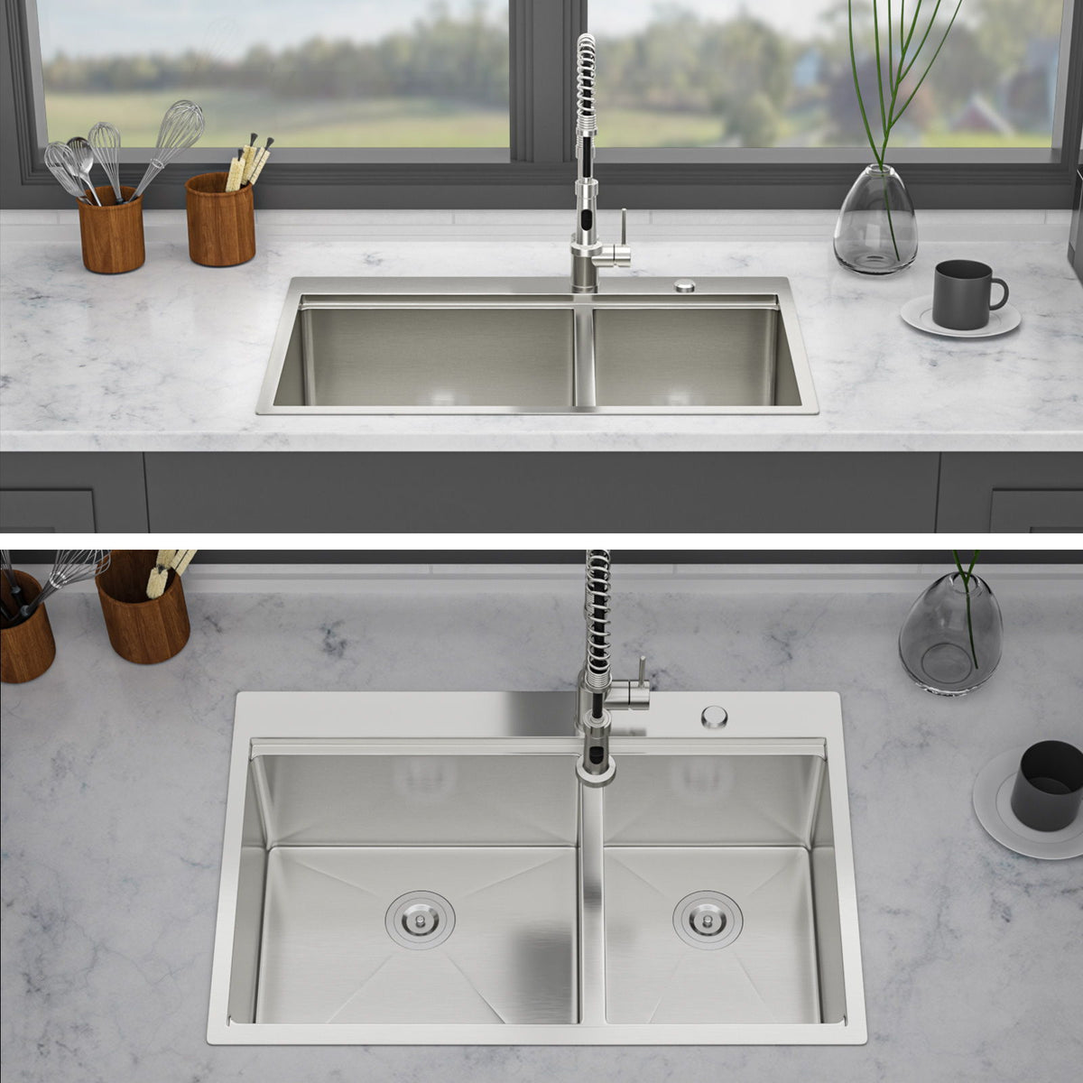 Topmount Drop In Kitchen Sink With Double Bowl Design, photo 6 of 20