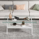 Rectangle Coffee Table With Tempered Glass Top And Shelf by HouseOfZazla