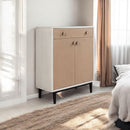 Bar Cabinet With Large Storage - White / Pecan by HouseOfZazla