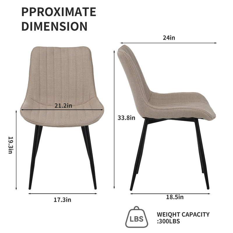 Dining Chair Set With Padded Backrests (Set of 4) - Beige, photo 4 of 7
