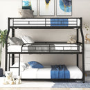 Twin Long / Full Long / Queen Triple Bunk Bed With Long And Short Ladder And Full-Length Guardrails - Black by HouseOfZazla