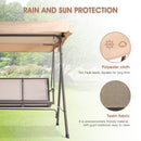 3 Person Outdoor Patio Swing, Steel Frame Textilene Seats Steel Frame Swing Chair, Beige