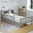 Bed With Headboard Storage Rack, 2 Under Bed Drawers, 3 Side Guardrails For Safety by Unique Piece Furniture