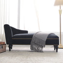 Velvet Chaise Lounge, Button Tufted Right Arm Facing Lounge Chair With Nailhead Trim For Living Room - Black by HouseOfZazla