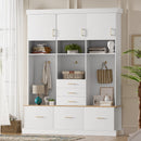 Entryway Hall Tree With Bench And Storage, 5 In 1 Coat Rack by Unique Piece Furniture