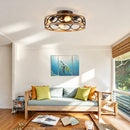 19-Inch 7-Blade Caged Flush Mount Ceiling Fan with Remote Control by HouseOfZazla