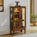 Curio Cabinet Lighted Curio Diapaly Cabinet With Adjustable Shelves And Mirrored Back Panel, Tempered Glass Doors (3 Tier), (E26 Light Bulb Not Included) by Unique Piece Furniture