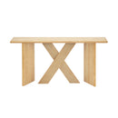 X-Frame Console Table, Angled Cross Leg Design, Rounded Edges - Natural by HouseOfZazla