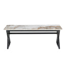 A modern minimalist style marble patterned coffee table with black metal legs. Computer desk. Game table. Tea table. CT-XX