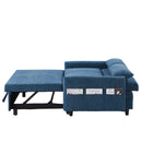 55.1" Pull Out Sleep Sofa Bed Loveseats Sofa Couch with Adjustable Backrest, Storage Pockets, 2 Soft Pillows, USB Ports for Living Room, Bedroom, Apartment, Office, Blue