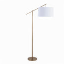Casper 69" Contemporary Metal Floor Lamp in Gold Metal with Off-White Linen Shade