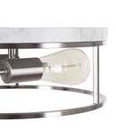 Alsy 13"W 2-Light Brushed Nickel with White Marbled Base Flush Mount Light Fixture