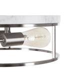 Alsy 13"W 2-Light Brushed Nickel with White Marbled Base Flush Mount Light Fixture by LampsUSA