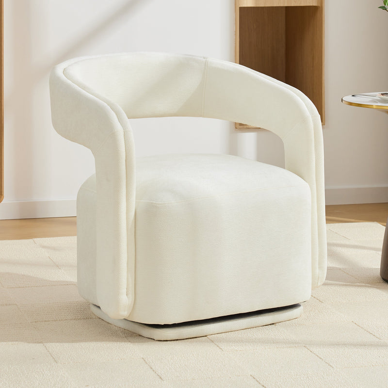 Chenille Fabric Swivel Accent Armchair