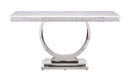 Zander - Printed Faux Marble Top Mirrored Sofa Table - Silver / White by HouseOfZazla