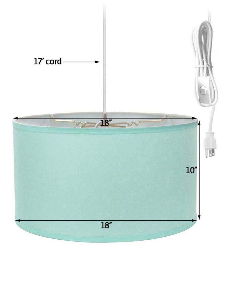 18"W 1 Light Swag Plug-In Pendant  Island Paradise Blue Shade White Cord