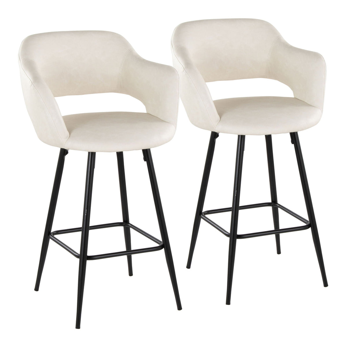 Margarite - Contemporary Fixed Height Counter Stool With Square Footrest (Set of 2), photo 3 of 20