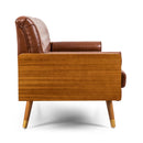 Adelaide - Mid Century Modern Tufted Sofa With Rolled Accent Pillows - Light Brown