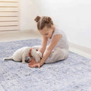 Maval - 4' X 6' Area Rug Washable - Blue / Cream by HouseOfZazla