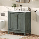 Vintage Bathroom Vanity With Ceramic Sink, Adjustable Shelves by HouseOfZazla