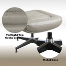 Piran - Twilight Top Grain Leather Accent Chair And Ottoman With Swivel - Gray
