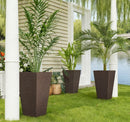 Outdoor Flower Plant Pots, Set of 3 Tall Planters with Drainage Hole
