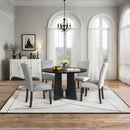 5 Piece Round Dining Table Set, Modern Table And 4 Upholstered Chairs For Dining Room by HouseOfZazla