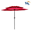 9Ft 3-Tiers Outdoor Patio Umbrella with Crank and tilt and Wind Vents for Garden Deck Backyard Pool Shade Outside Deck Swimming Pool