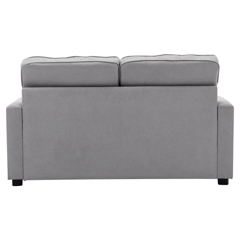 59.4" Loveseat Sofa with Pull-Out Bed Modern Upholstered Couch with Side Pocket for Living Room Office, Grey