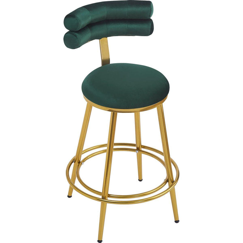 27.65'' Modern Counter Stools Set of 2,Dark green  velvet Counter Stools with iron Frame,Soft back and cushion,Footrest,suitable for Kitchen/Bedroom/Dining Room