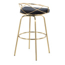 Charlotte - Glam Glam / Art Deco Fixed Height Barstool With Swivel With Round Footrest (Set of 2) by HouseOfZazla