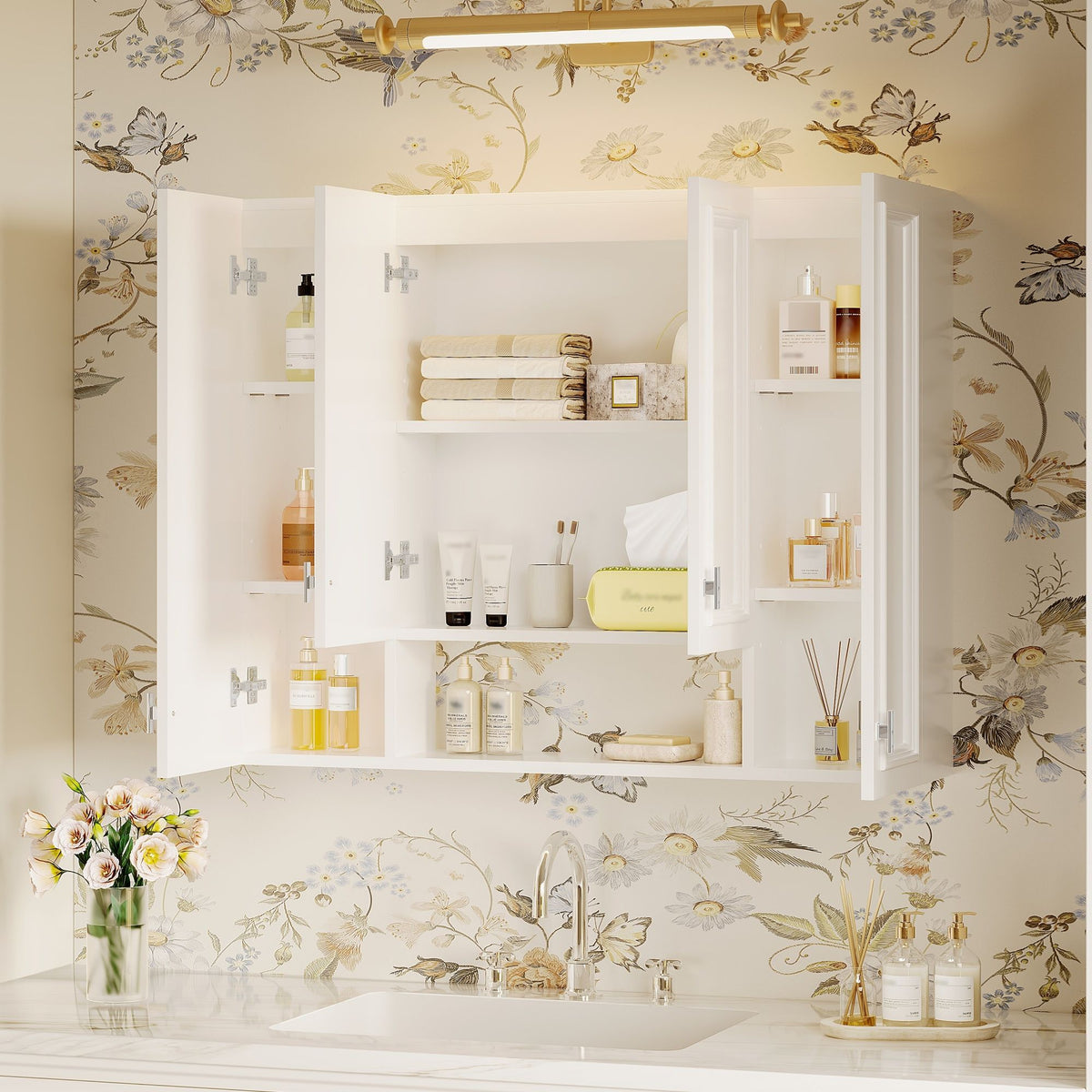 Wall Mounted Bathroom Cabinet With 5 Adjustable Shelves, photo 18 of 40