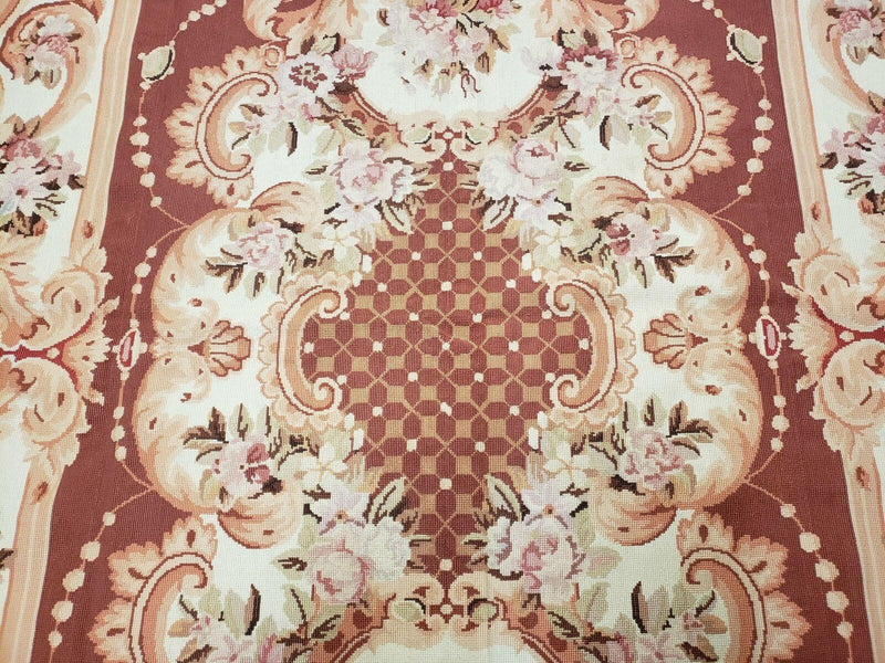 6' X 9' Vintage Handmade Chinese Needlepoint Wool Rug Flat Weave