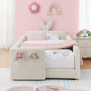 Cute Rabbit Ear Upholstered Platform Bed Frame With Safety Rail