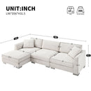 Modern Cloud Sectional Sofa L Shaped Luxury Couch Set With 2 Free Pillows 4 Seat With Oversized Chaise by HouseOfZazla