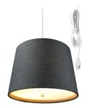 14"W 2 Light Swag Plug-In Pendant  Granite Gray Burlap with Diffuser White Cord
