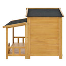 47.2" Wooden Dog House, Outdoor & Indoor Dog Crate, Pet Kennel With Porch, Solid Wood, Weatherproof, Medium, Nature