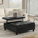 Harrison - Large Square Coffee Table Storage Ottoman - Black by HouseOfZazla