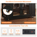54" Mobile Kitchen Island with Glass Door Storage, Power Outlet & Rolling Cart by HouseOfZazla